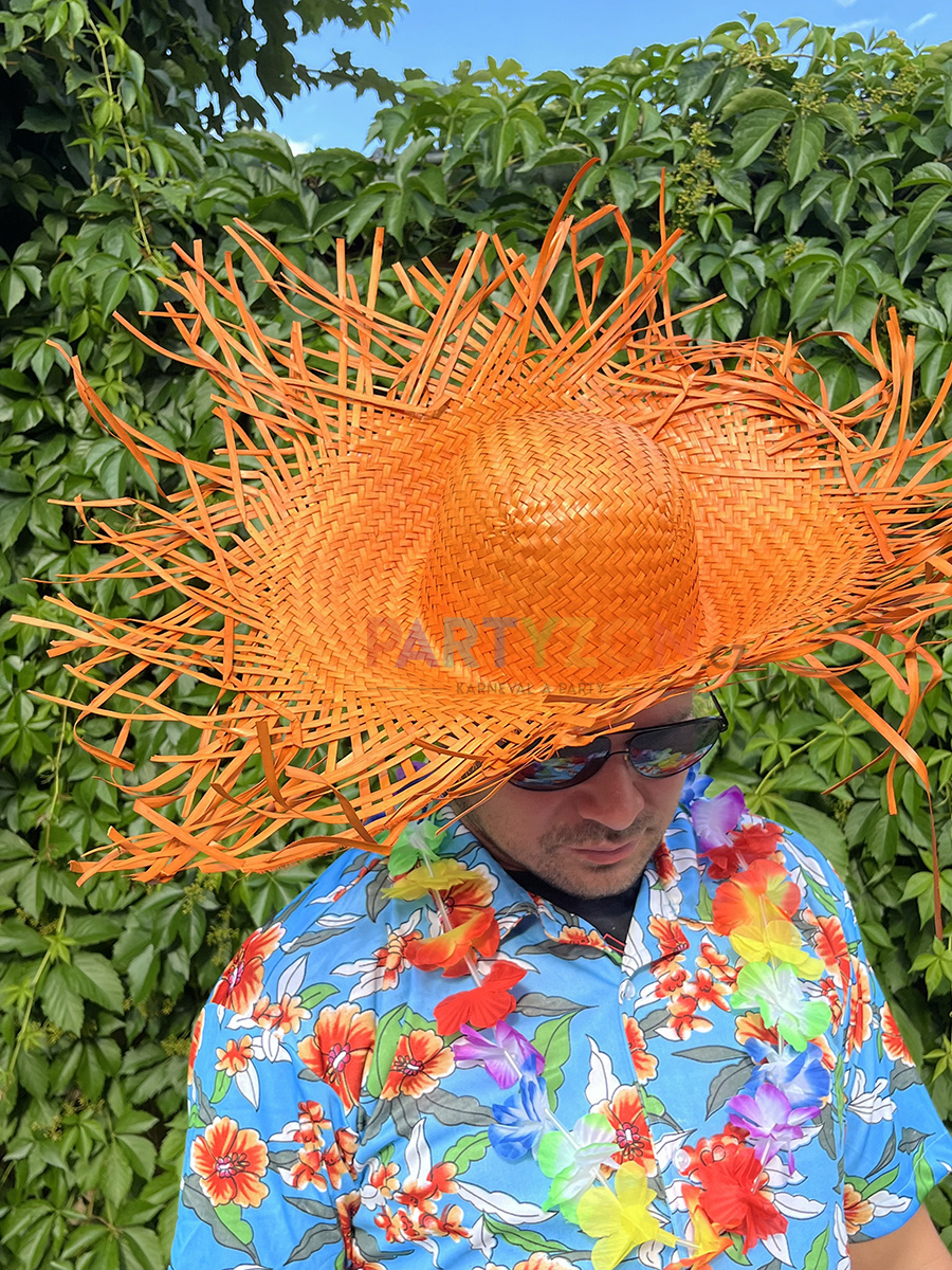 havajsky klobouk slamak oranzovy karneval